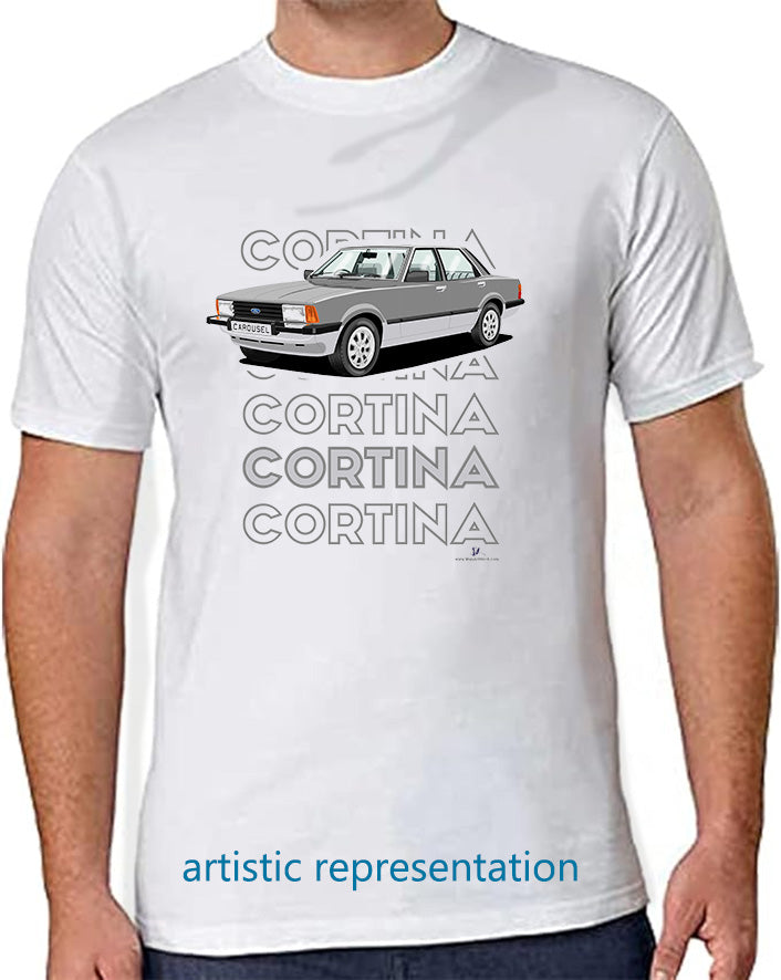 Ford Cortina Mk5 Carousel in Grey Art T Shirt (Words)