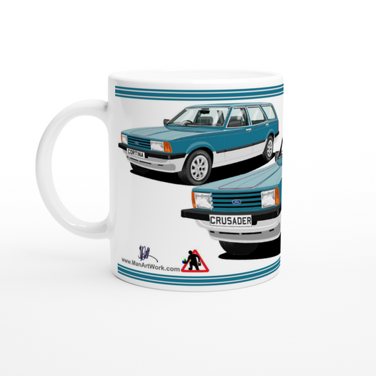 Ford Cortina Mk5 Crusader in Blue Art Mug