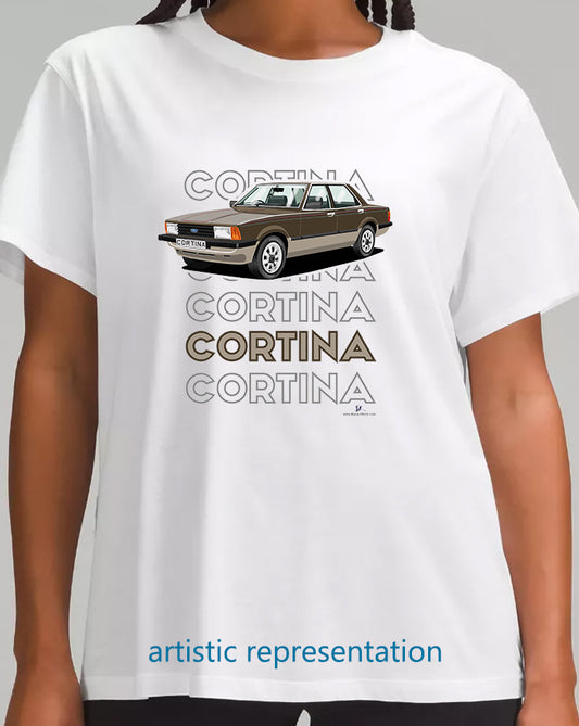 Ford Cortina Mk5 Crusader in Brown Art T Shirt (Words)