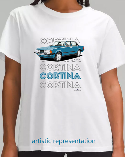Ford Cortina Mk5 Ghia in Blue Art T Shirt (Words)