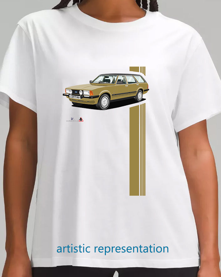 Ford Cortina Mk5 Ghia Estate in Gold T Shirt