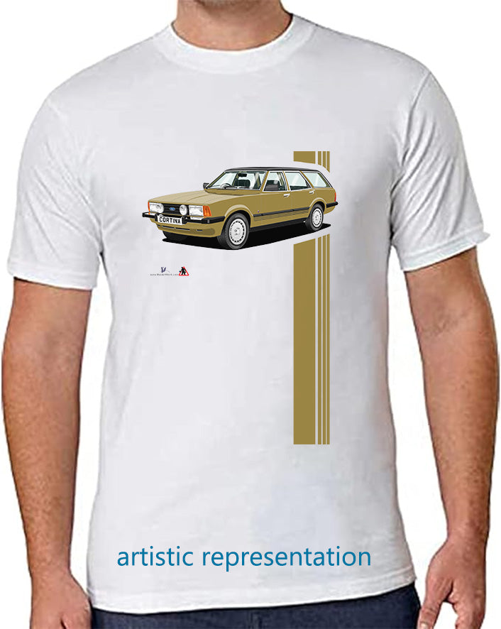 Ford Cortina Mk5 Ghia Estate in Gold T Shirt