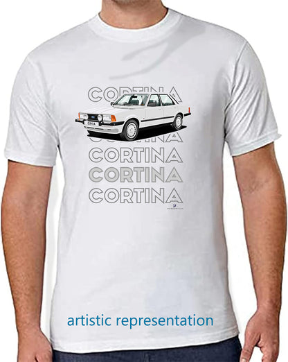 Ford Cortina Mk5 Ghia  in Silver Art T Shirt (Words)