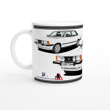 Ford Cortina Mk5 Ghia in White Art Mug