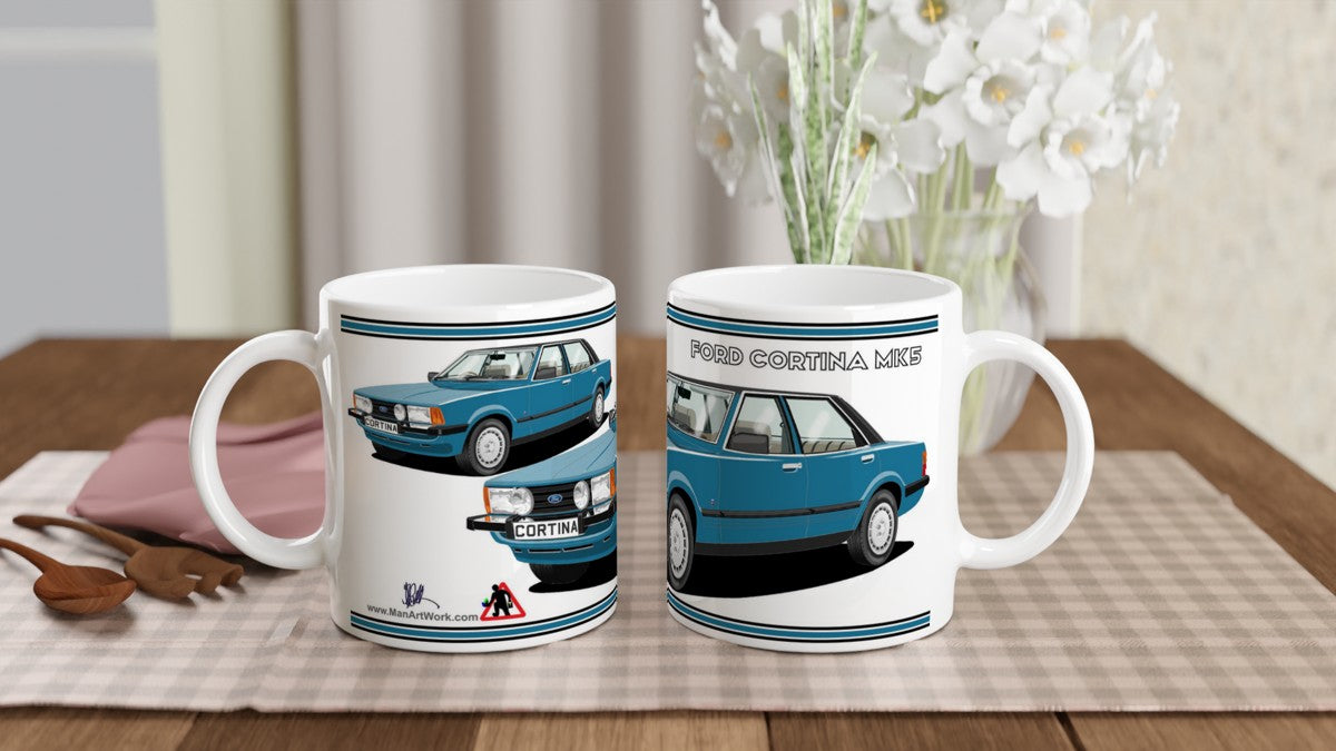 Ford Cortina Mk5 Ghia in Blue Art Mug