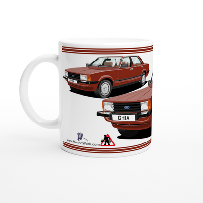 Ford Cortina Mk5 Ghia in Brown-Red Art Mug