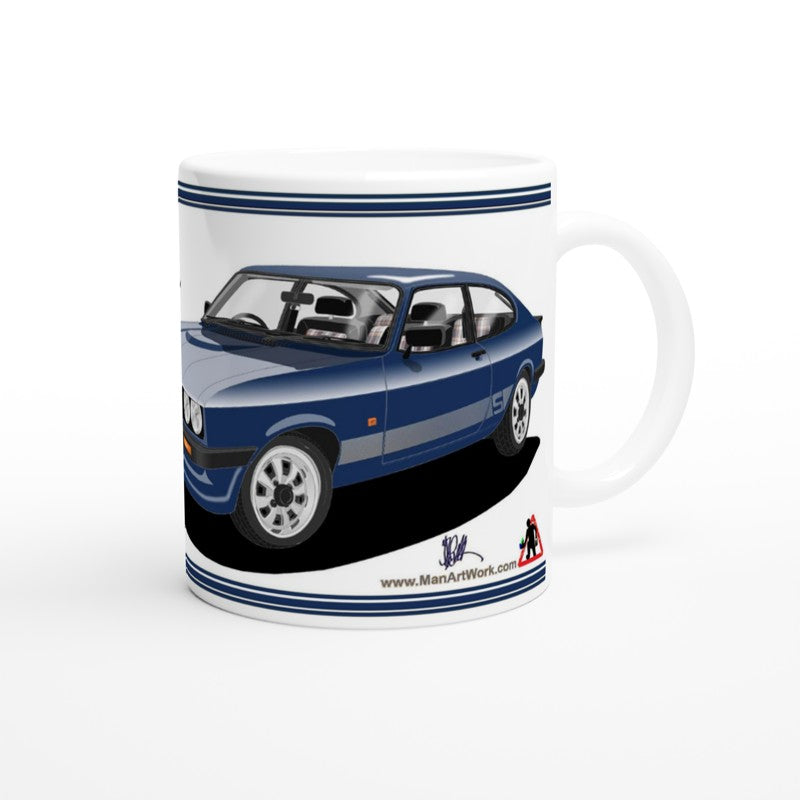 Ford Capri Mk3 S Blue Art Mug