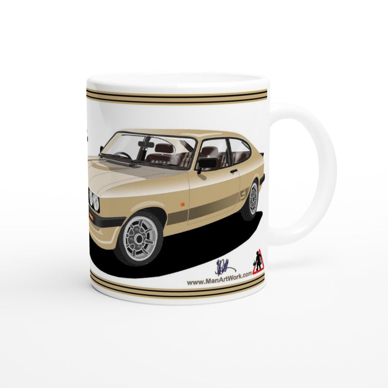 Ford Capri Mk3 S Gold Art Mug