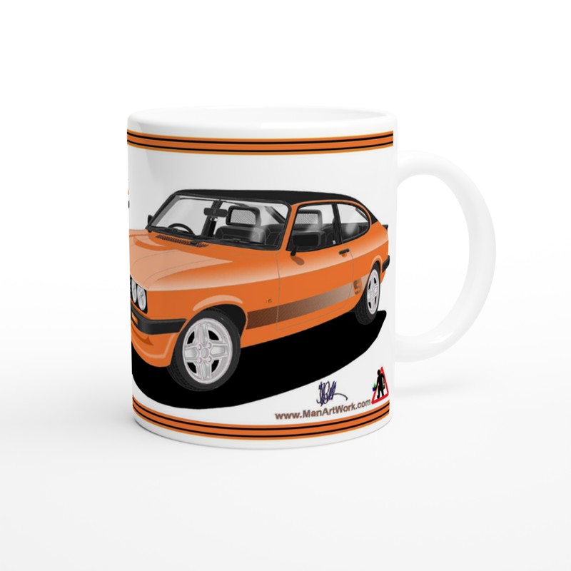 Ford Capri Mk3 S Orange Art Mug