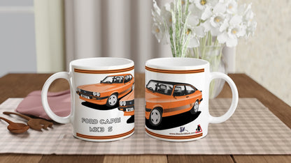 Ford Capri Mk3 S Orange Art Mug