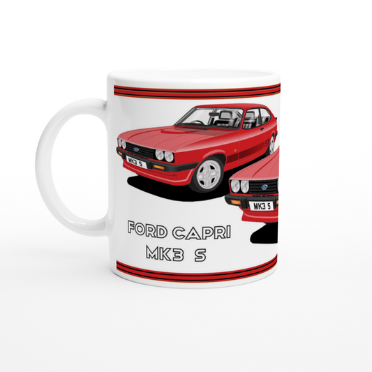 Ford Capri Mk3 S Red Art Mug