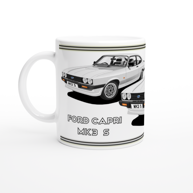 Ford Capri Mk3 S Silver Art Mug