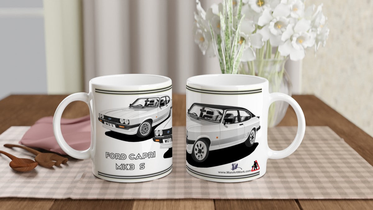 Ford Capri Mk3 S Silver Art Mug