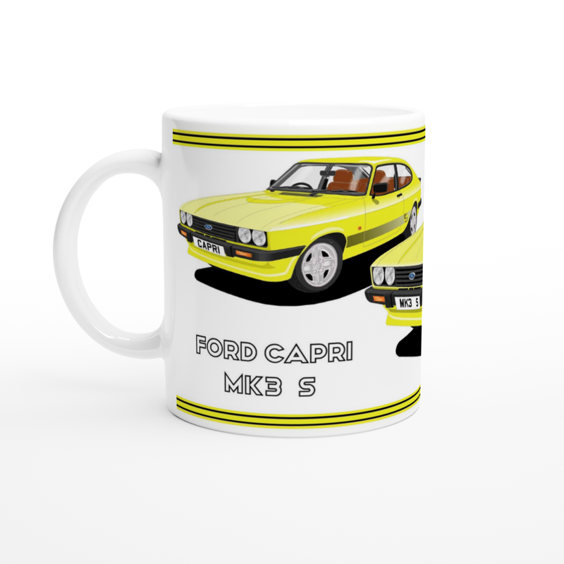 Ford Capri Mk3 S Yellow Art Mug