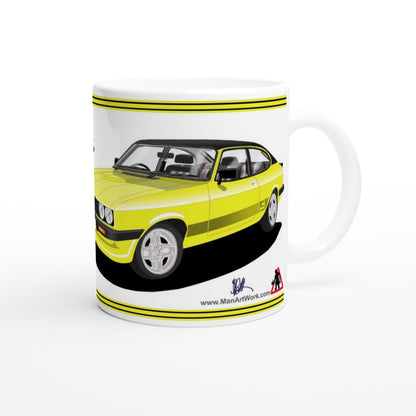 Ford Capri Mk3 S Yellow Art Mug