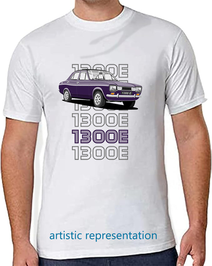 Ford Escort Mk1 1300E 4 Door in Purple Art T Shirt (Words)