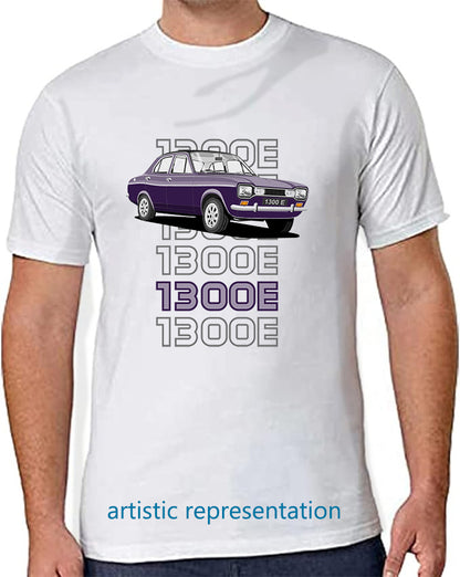 Ford Escort Mk1 1300E 4 Door in Purple Art T Shirt (Words)
