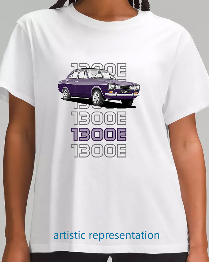 Ford Escort Mk1 1300E 4 Door in Purple Art T Shirt (Words)