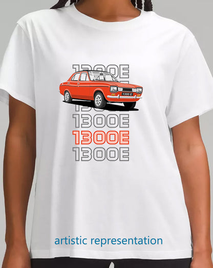 Ford Escort Mk1 1300E 4 Door in Red Art T Shirt (Words)