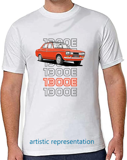 Ford Escort Mk1 1300E 4 Door in Red Art T Shirt (Words)