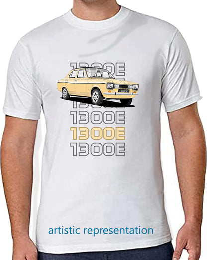 Ford Escort Mk1 1300E 4 Door in Beige Art T Shirt (Words)