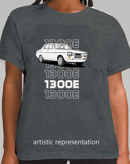 Ford Escort Mk1 1300E 4 Door in White Art T Shirt (Words)
