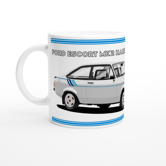 Ford Escort Mk2 Harrier Silver Art Mug