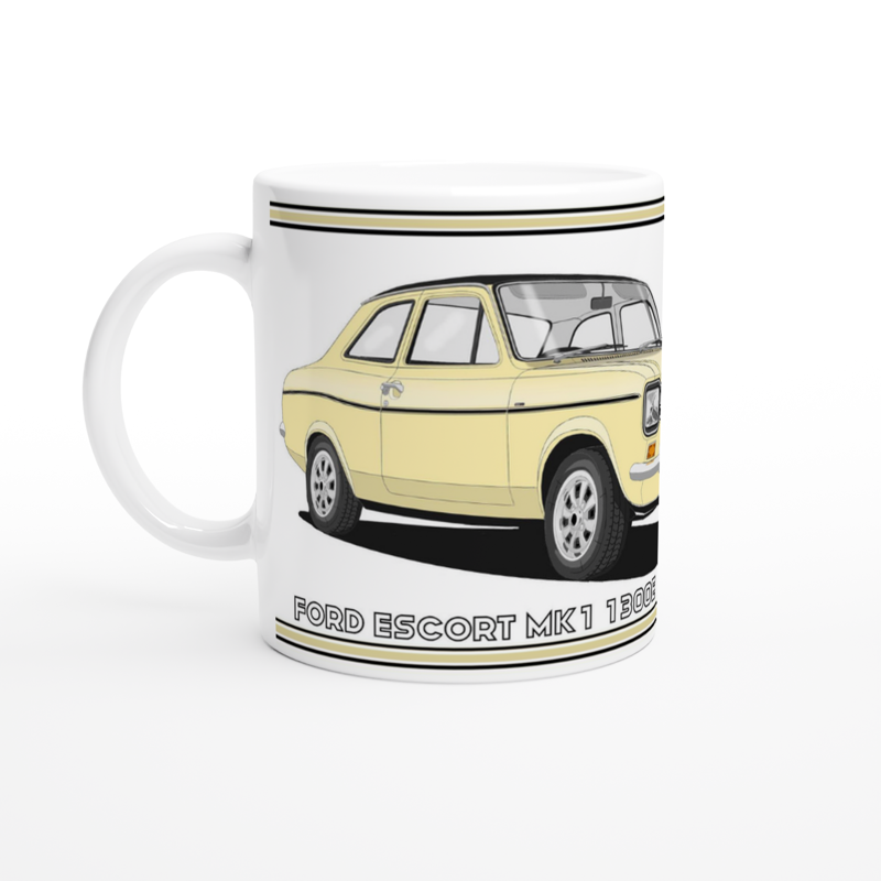 Ford Escort Mk1 1300E in Beige Art Mug