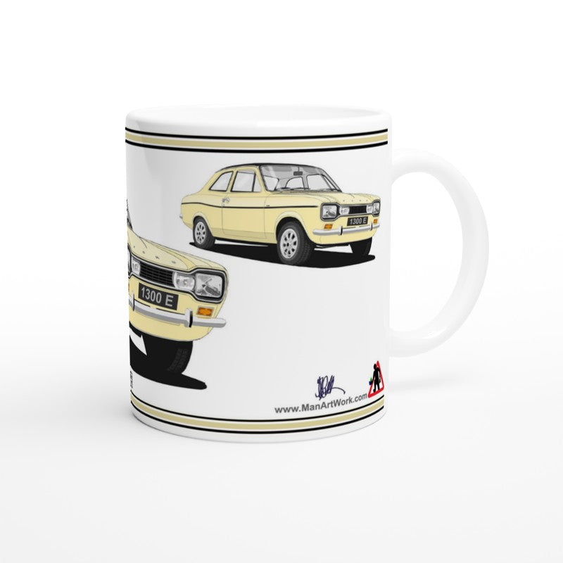 Ford Escort Mk1 1300E in Beige Art Mug