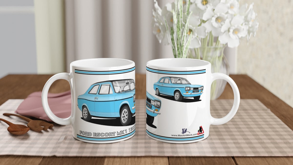 Ford Escort Mk1 1300E in Blue Art Mug