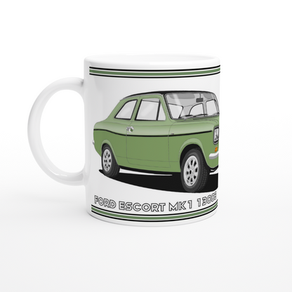 Ford Escort Mk1 1300E in Green Art Mug