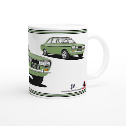 Ford Escort Mk1 1300E in Green Art Mug