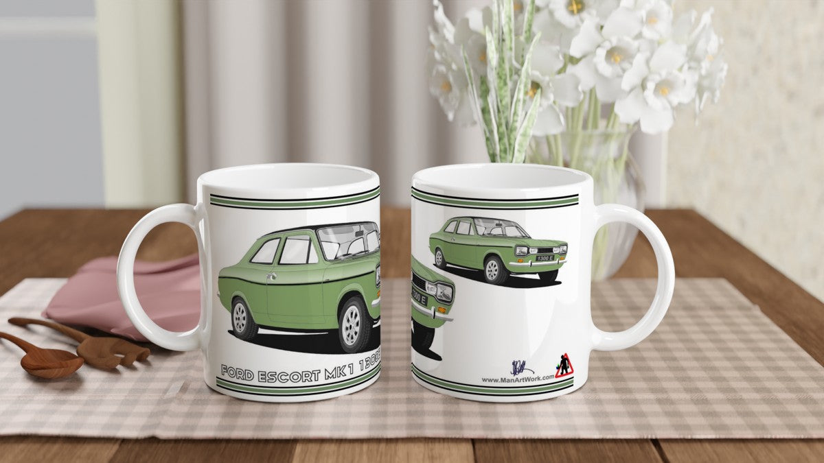 Ford Escort Mk1 1300E in Green Art Mug