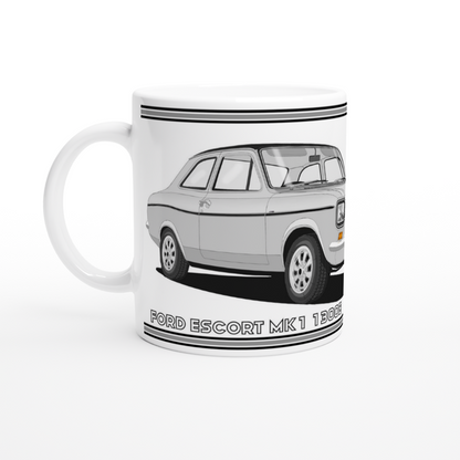 Ford Escort Mk1 1300E in Silver Art Mug