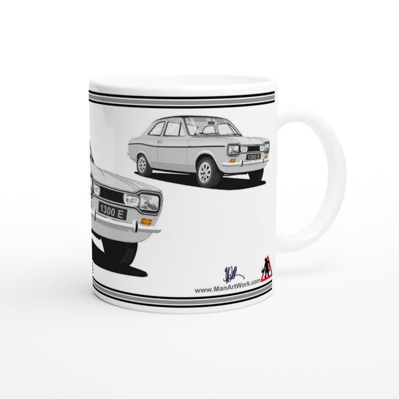 Ford Escort Mk1 1300E in Silver Art Mug