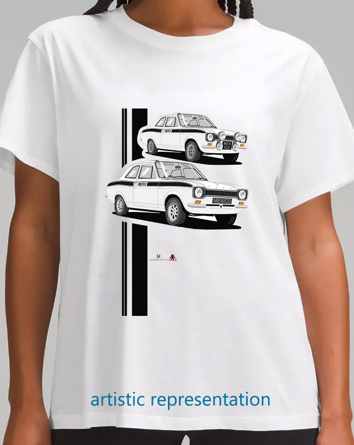 Ford Escort Mk1 Mexico in White & Black T Shirt