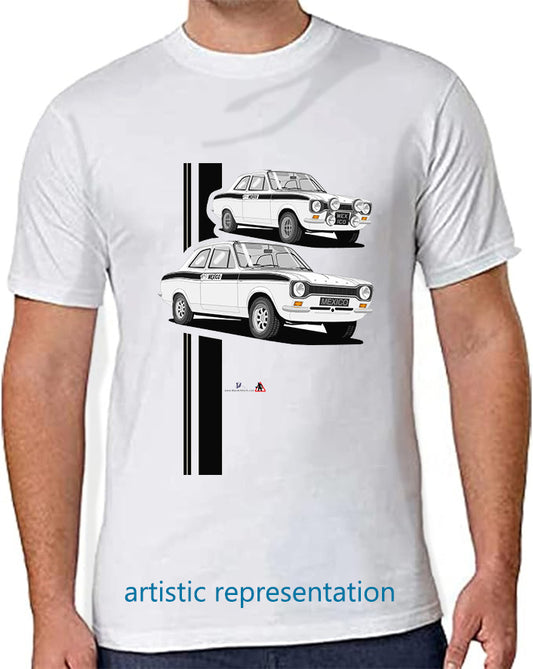 Ford Escort Mk1 Mexico in White & Black T Shirt