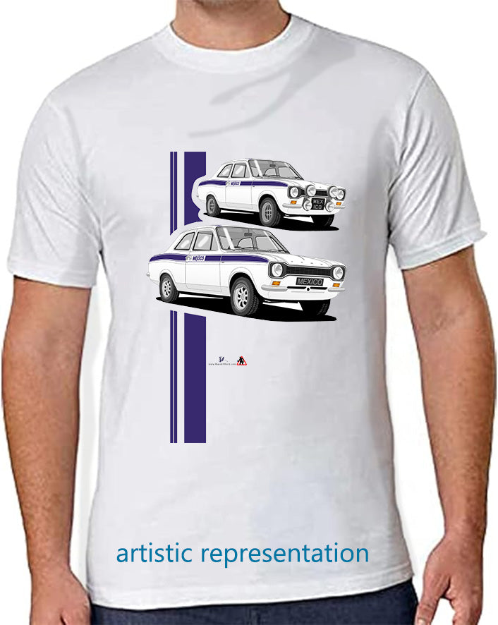 Ford Escort Mk1 Mexico in White & Blue T Shirt