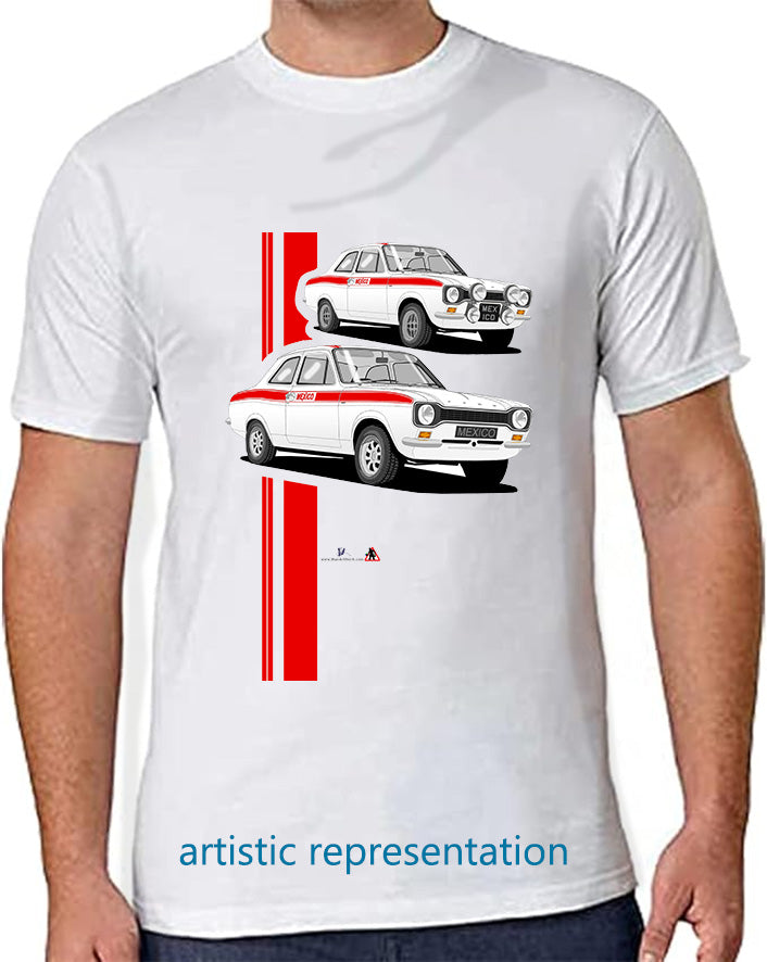 Ford Escort Mk1 Mexico in White & Red T Shirt