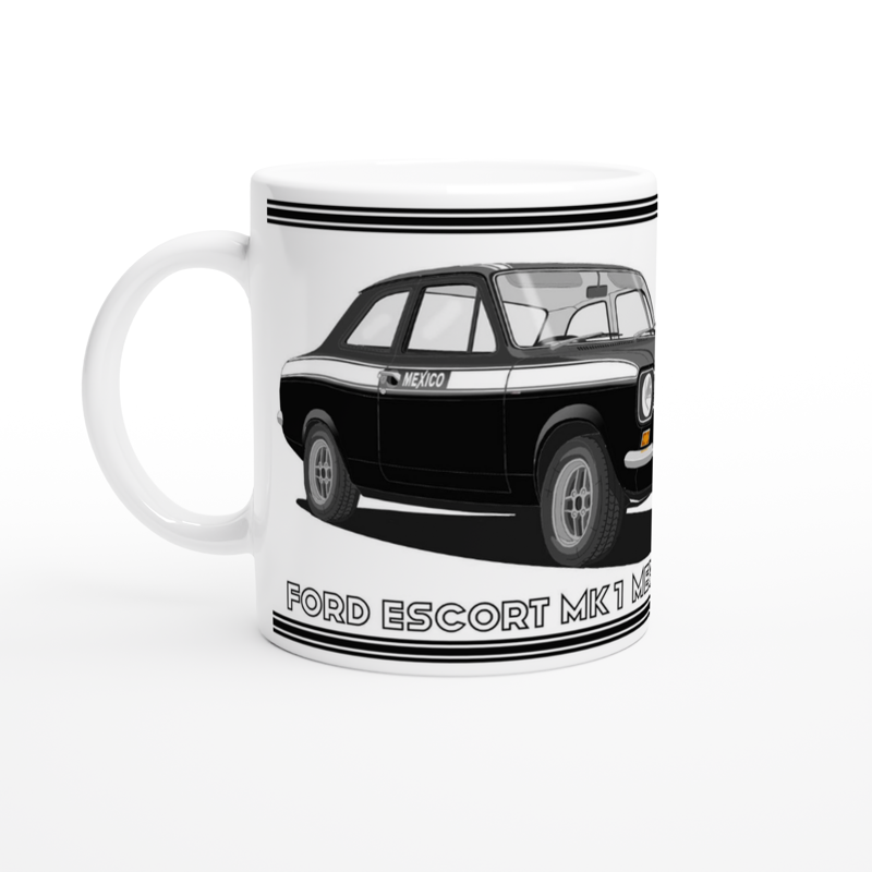 Ford Escort Mk1 Mexico in Black Art Mug