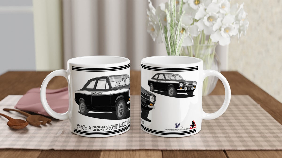 Ford Escort Mk1 Mexico in Black Art Mug