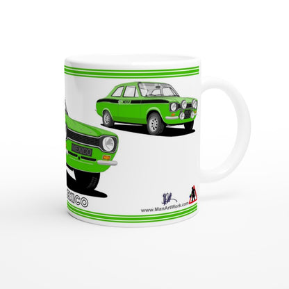 Ford Escort Mk1 Mexico in Bright Green Art Mug