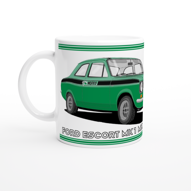 Ford Escort Mk1 Mexico in Green Art Mug