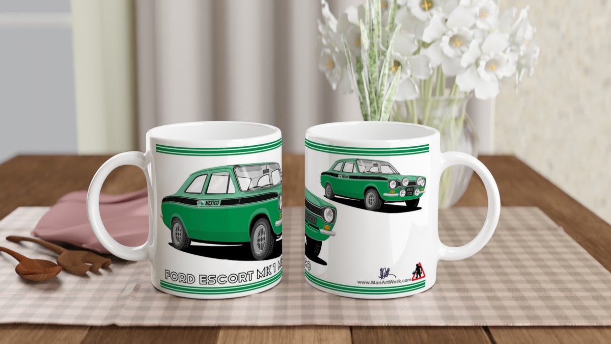 Ford Escort Mk1 Mexico in Green Art Mug