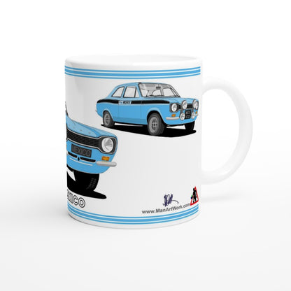 Ford Escort Mk1 Mexico in Light Blue Art Mug