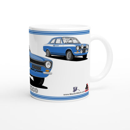 Ford Escort Mk1 Mexico in Mid Blue Art Mug