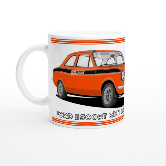 Ford Escort Mk1 Mexico in Orange Art Mug