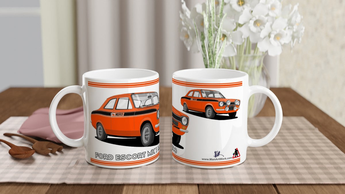 Ford Escort Mk1 Mexico in Orange Art Mug