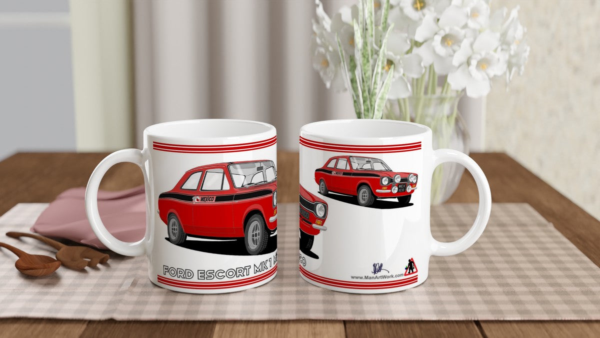 Ford Escort Mk1 Mexico in Red & Black Art Mug