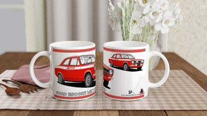 Ford Escort Mk1 Mexico in Red & White Art Mug